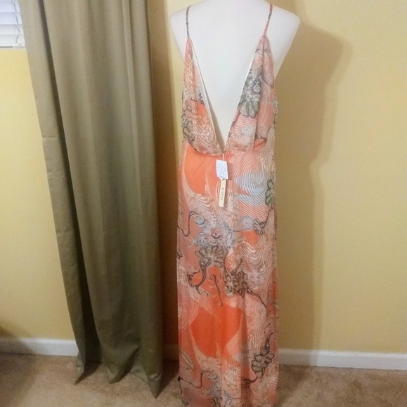 Esley boho maxi coral dress sz medium NWT *Z - Picture 3 of 5